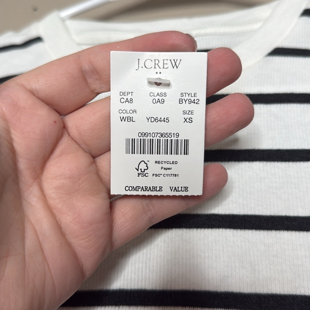J. Crew Factory Striped Cropped Ribbed Tee - Picture 5 of 8